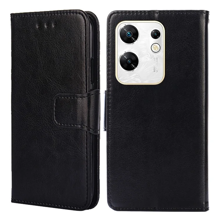 For Infinix Zero 30 4G Case Textured Leather Stand Wallet Phone Cover - Black