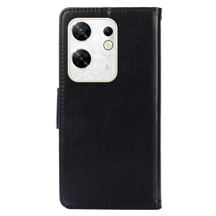 For Infinix Zero 30 4G Case Textured Leather Stand Wallet Phone Cover - Black