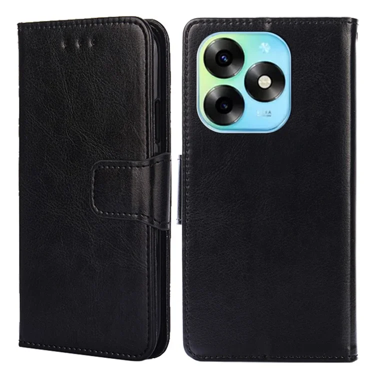 Étui pour itel S23+ en TPU+PU Cuir Portefeuille Support Anti-Drop - Noir