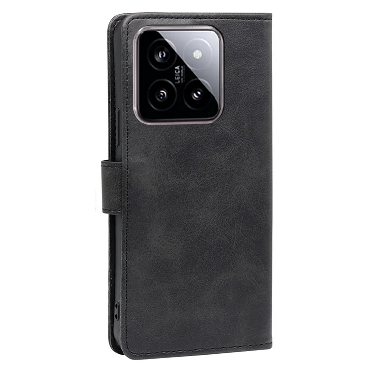 Per Xiaomi 14 Case Chiusura Magnetica Anti-Graffio Texture in Pelle di Vitello PU Custodia per Telefono - Nero