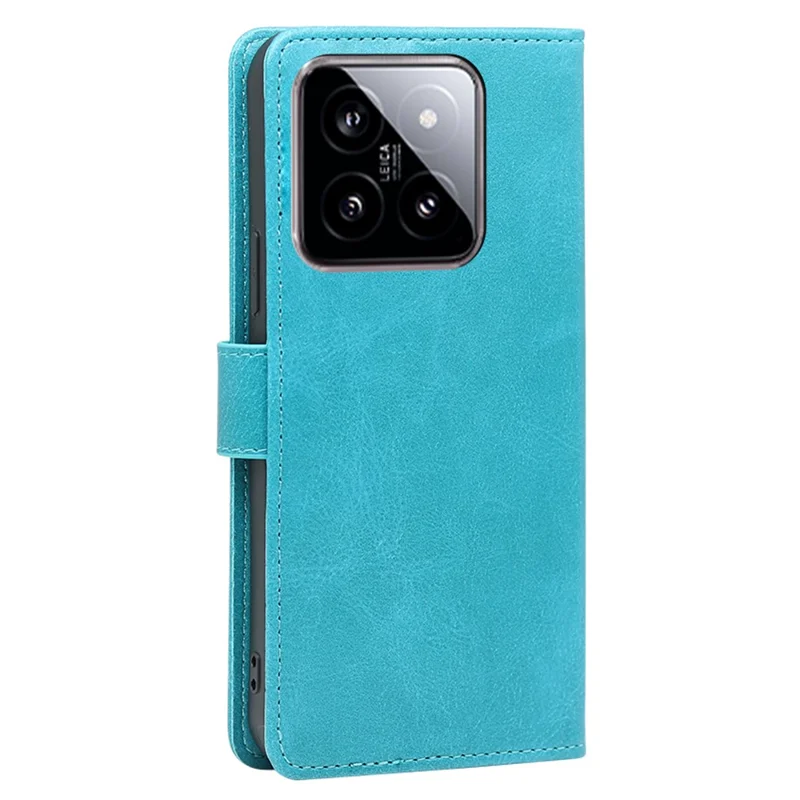 For Xiaomi 14 Case Magnetic Clasp Anti-Scratch Calf Texture PU Leather Phone Cover - Baby Blue