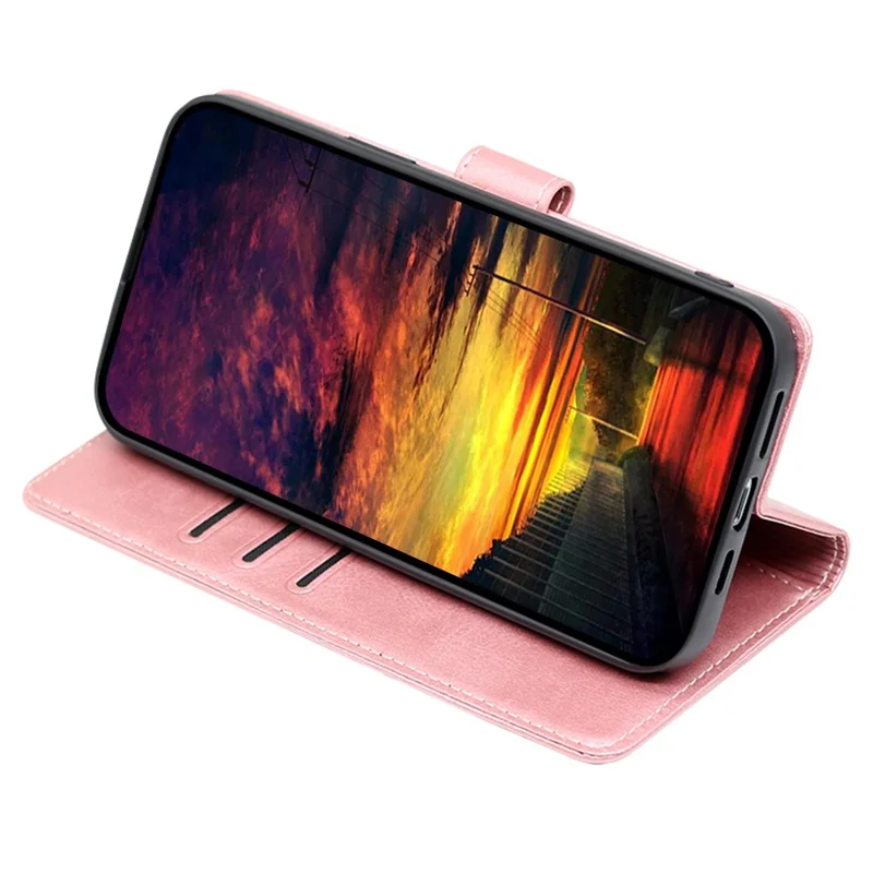 For Xiaomi 14 Pro Case Magnetic Clasp Phone Shell PU Leather Calf Texture Phone Cover - Rose Gold