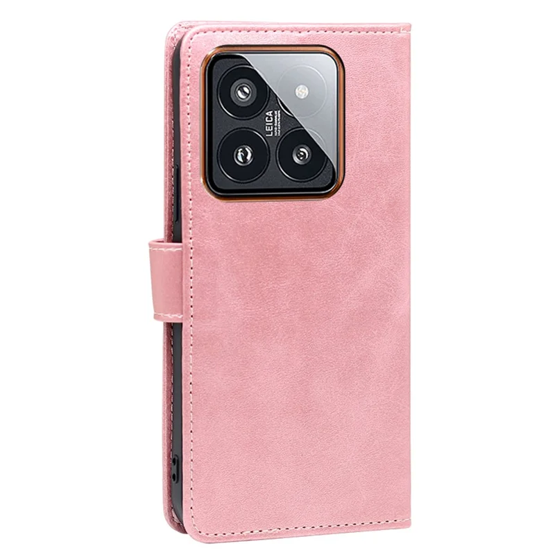 For Xiaomi 14 Pro Case Magnetic Clasp Phone Shell PU Leather Calf Texture Phone Cover - Rose Gold