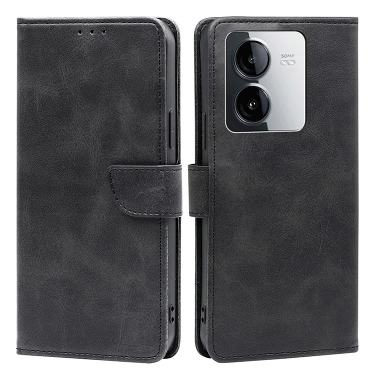 Für vivo iQOO Z8x 5G / Y78t 5G Wallet Phone Case PU Leder Flip Cover - Schwarz