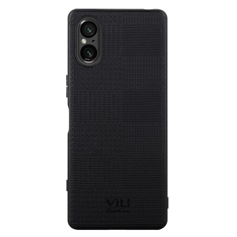 VILI TH Series for Sony Xperia 5 V Case Anti-scratch Leather Coated PC+TPU Cover - Black