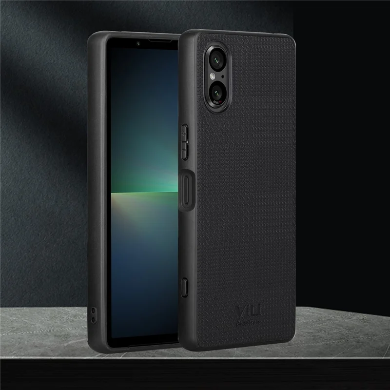 VILI TH Series for Sony Xperia 5 V Case Anti-scratch Leather Coated PC+TPU Cover - Black