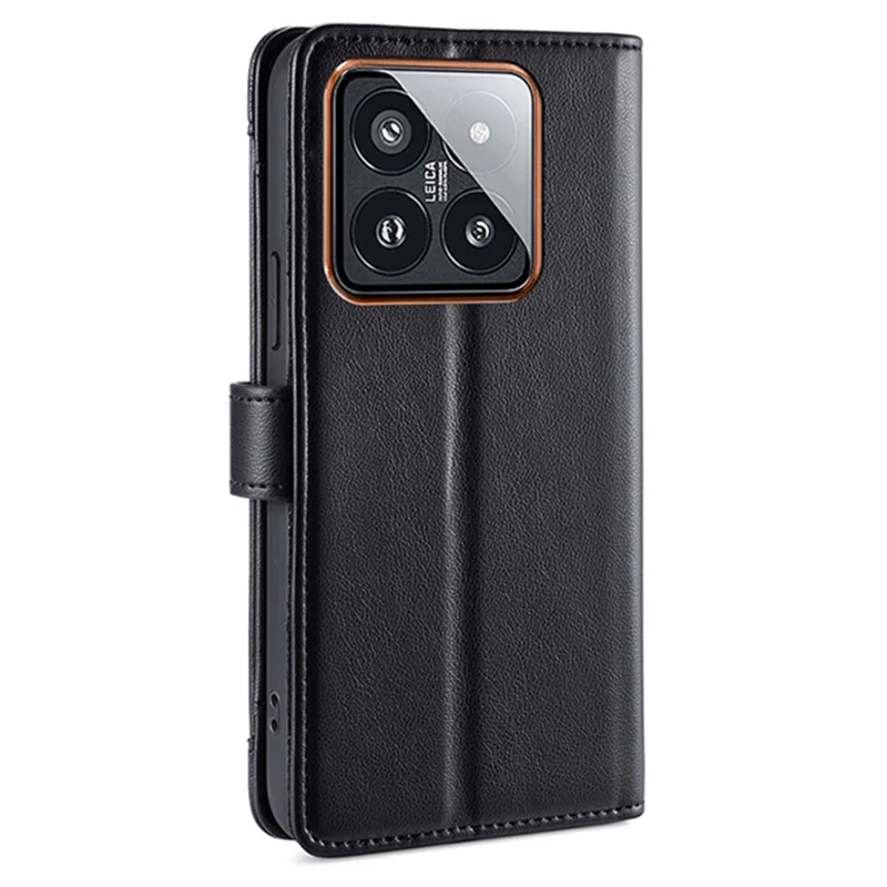 For Xiaomi 14 Pro Leather Case Card Holder Stand Phone Cover with 2 Straps - Black