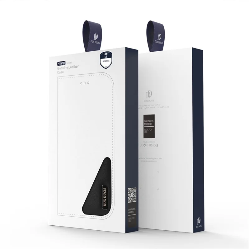 DUX DUCIS Hivo Series for Samsung Galaxy S24+ Case RFID Blocking Cowhide Leather Wallet Cover - Black