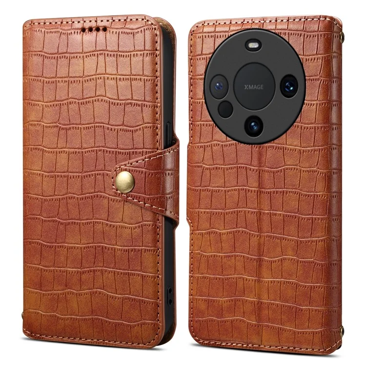 Funda de Cuero Protectora con Soporte para Huawei Mate 60 Pro - Marrón