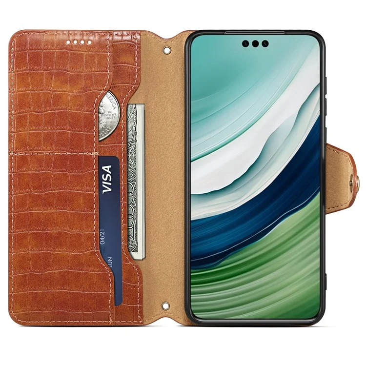 Funda de Cuero Protectora con Soporte para Huawei Mate 60 Pro - Marrón