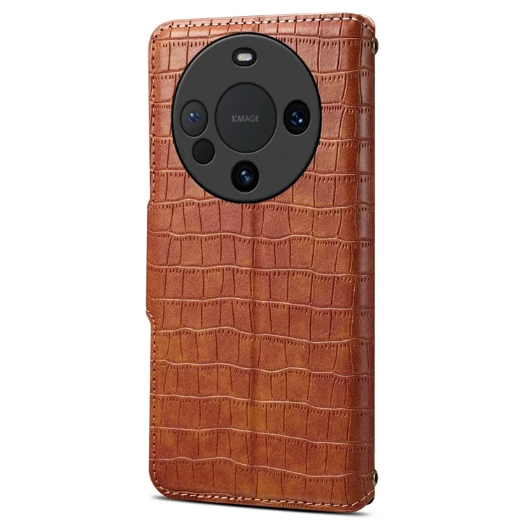 Funda de Cuero Protectora con Soporte para Huawei Mate 60 Pro - Marrón