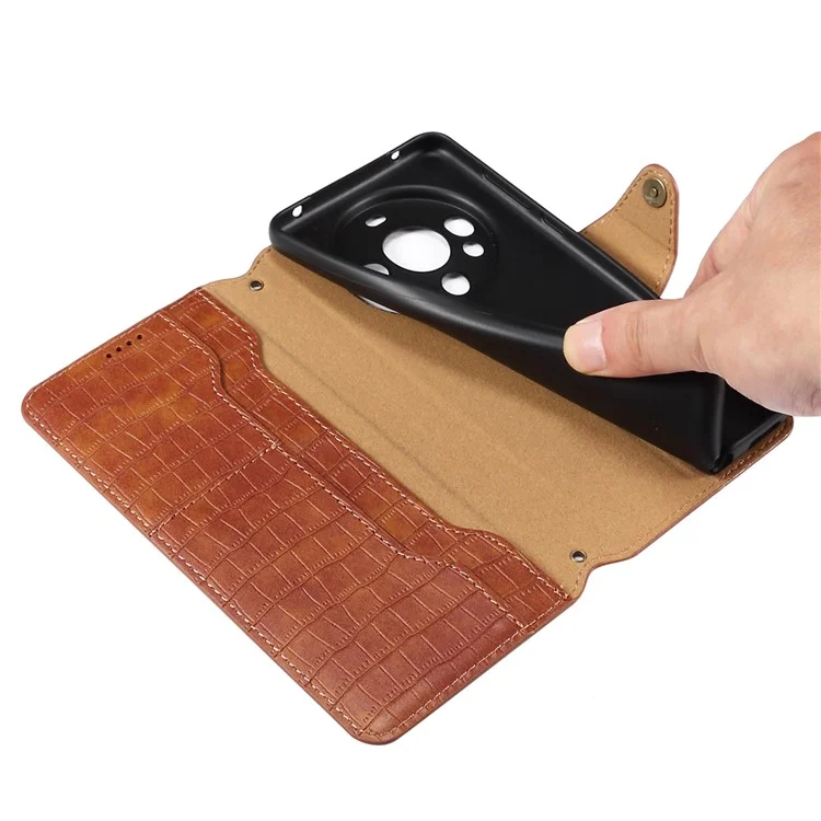 Funda de Cuero Protectora con Soporte para Huawei Mate 60 Pro - Marrón