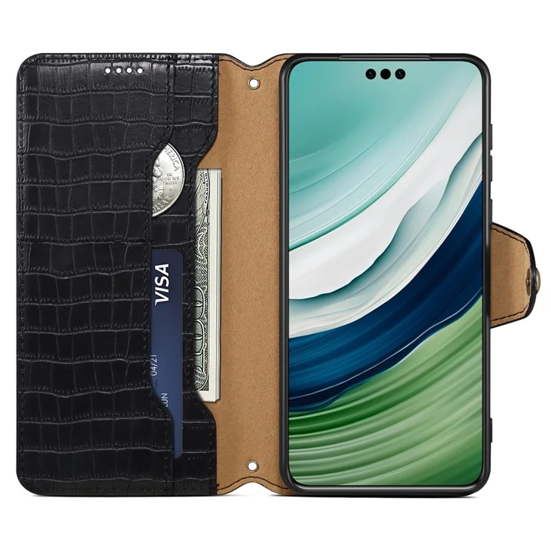 For Huawei Mate 60 Pro Case Stand Wallet Drop-proof Leather Cover - Black