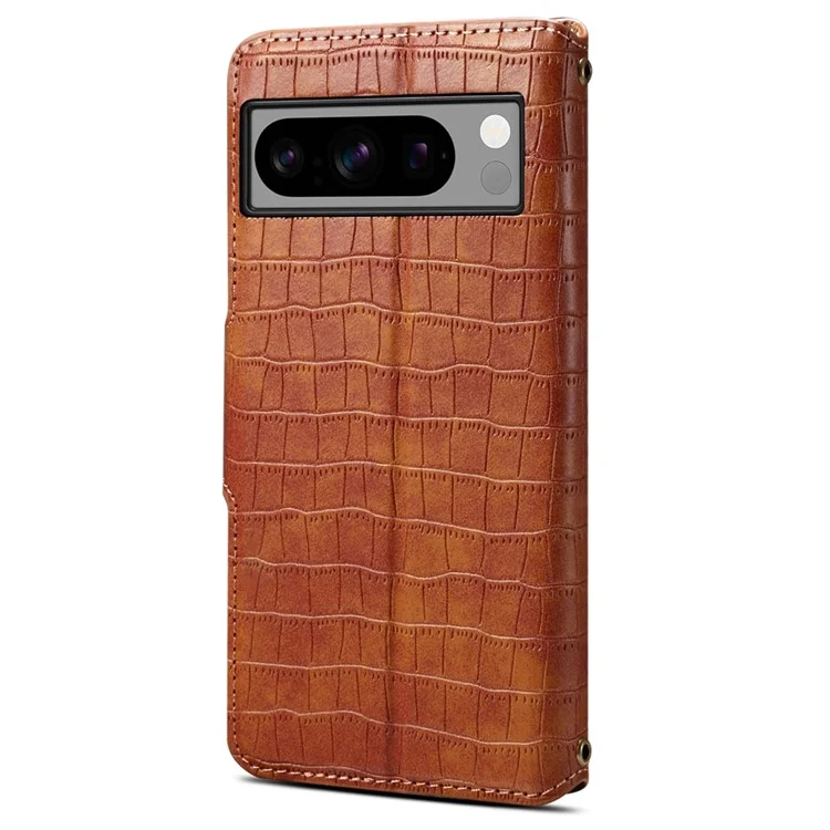 Pour Google Pixel 8 Pro Étui Portefeuille en Cuir avec Support - Marron