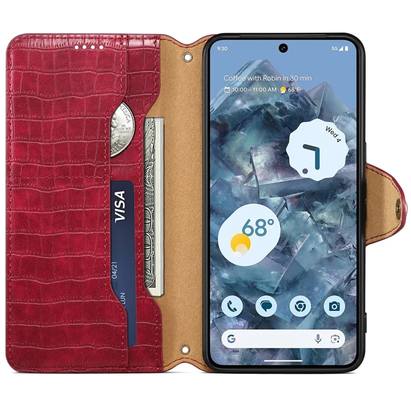 For Google Pixel 8 Pro Case Stand Wallet Phone Leather Cover - Red