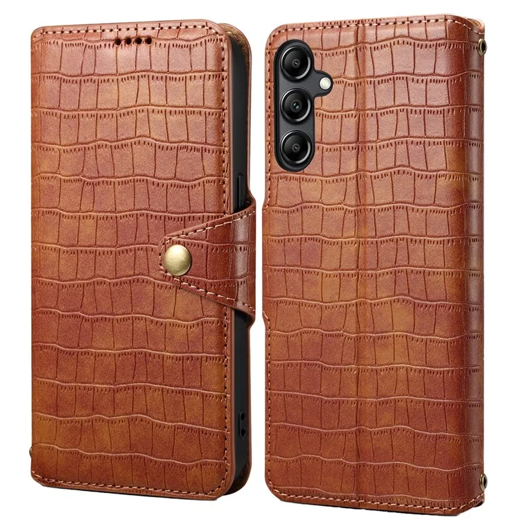 Para Samsung Galaxy S23 FE Case Crocodile Texture Stand Full Protection Cover - Brown