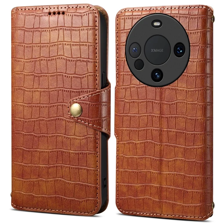 Чехол для телефона из искусственной кожи с подставкой для Huawei Mate 60 Pro+ - коричневый