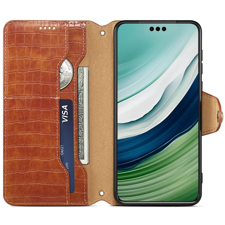 Чехол для телефона из искусственной кожи с подставкой для Huawei Mate 60 Pro+ - коричневый