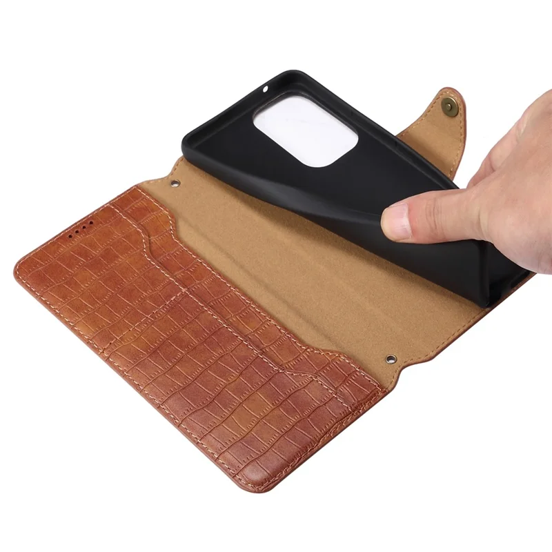 Para Samsung Galaxy A33 5G Case Textura Crocodilo Carteira Capa de Telefone - Marrom