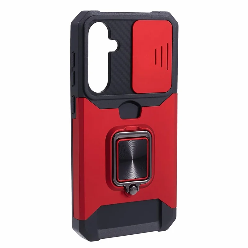 For Samsung Galaxy S25 / S24 Case with Slide Camera Cover Kickstand Phone Protector - Red