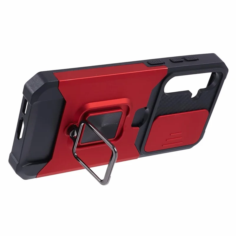 For Samsung Galaxy S25 / S24 Case with Slide Camera Cover Kickstand Phone Protector - Red