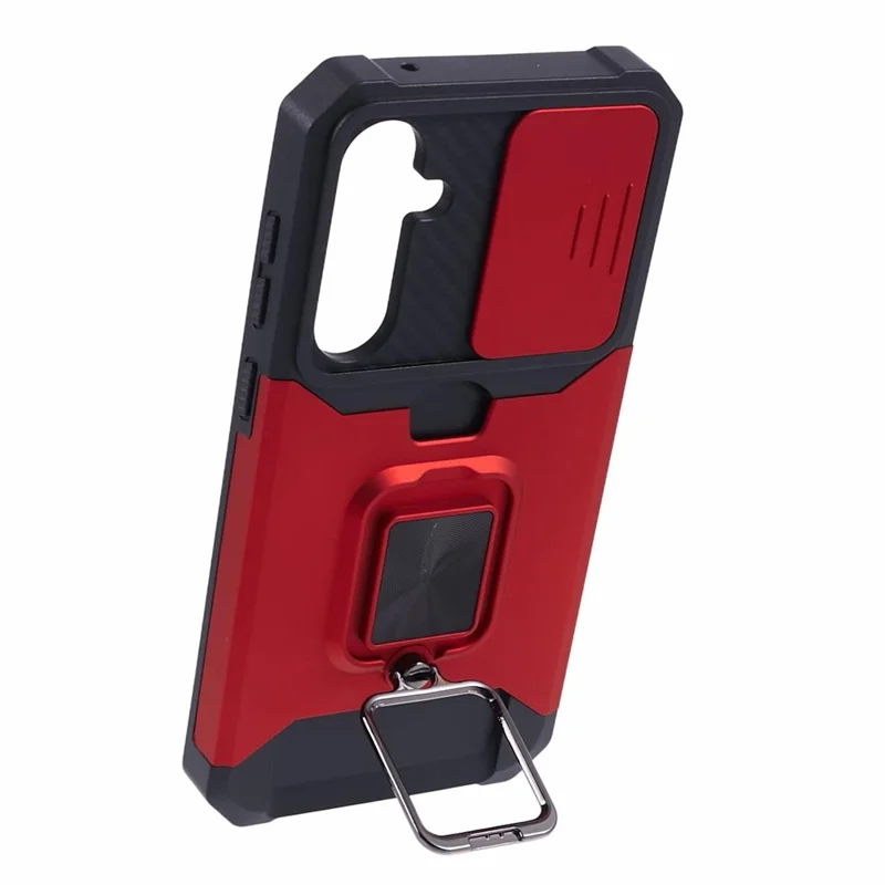 For Samsung Galaxy S25 / S24 Case with Slide Camera Cover Kickstand Phone Protector - Red