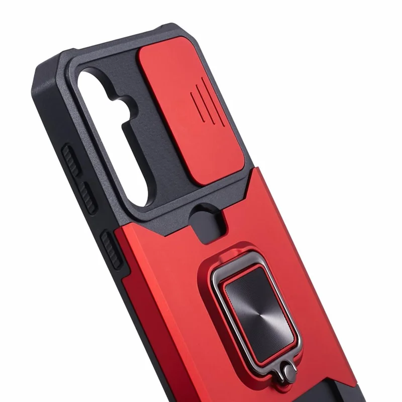For Samsung Galaxy S25 / S24 Case with Slide Camera Cover Kickstand Phone Protector - Red