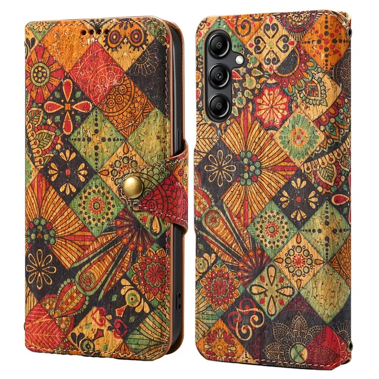 For Samsung Galaxy A14 4G / 5G Case Flower Printing Horizontal Stand PU Leather Phone Cover - Autumn