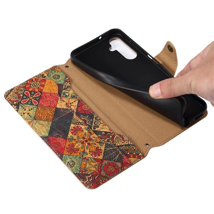 For Samsung Galaxy A14 4G / 5G Case Flower Printing Horizontal Stand PU Leather Phone Cover - Autumn