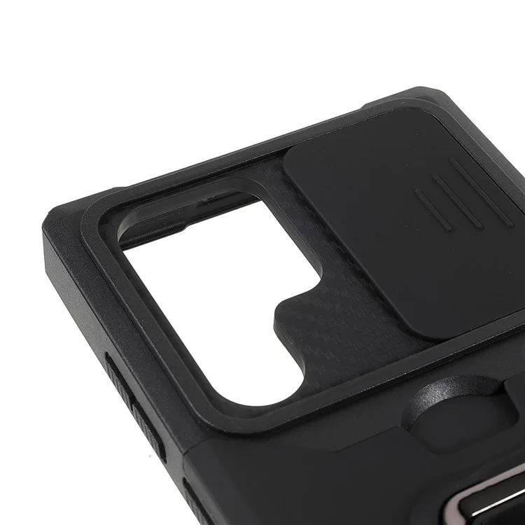 Para Samsung Galaxy S24 Ultra Capa de Telefone Caso PC+TPU Suporte com Porta de Cartão - Preto