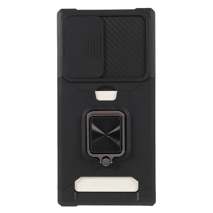 Para Samsung Galaxy S24 Ultra Capa de Telefone Caso PC+TPU Suporte com Porta de Cartão - Preto