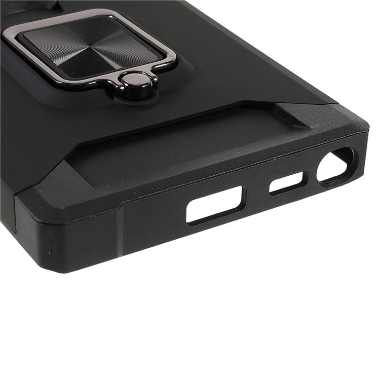 Para Samsung Galaxy S24 Ultra Capa de Telefone Caso PC+TPU Suporte com Porta de Cartão - Preto