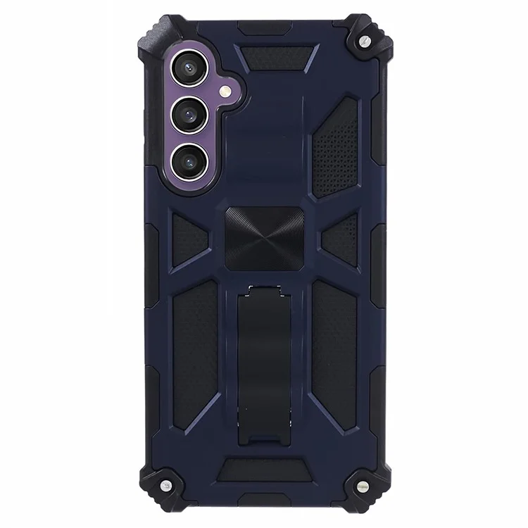For Samsung Galaxy S23 FE Kickstand Case PC + TPU Anti-drop Phone Cover - Blue
