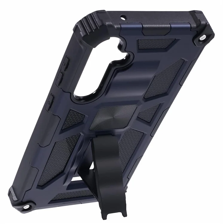 For Samsung Galaxy S23 FE Kickstand Case PC + TPU Anti-drop Phone Cover - Blue