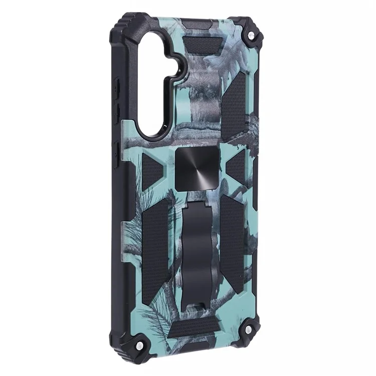 For Samsung Galaxy S23 FE Case Camouflage Kickstand Anti-drop Phone Cover - Light Green