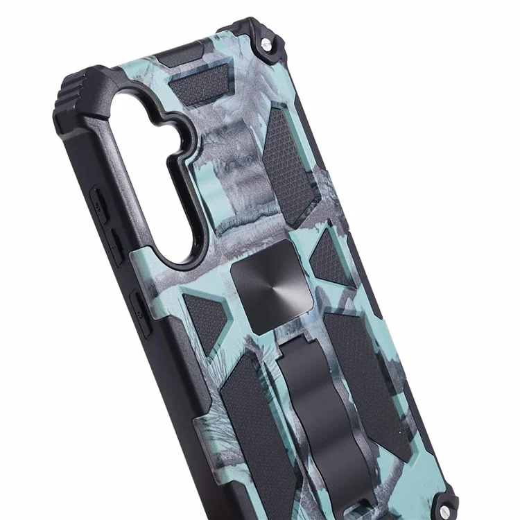 For Samsung Galaxy S23 FE Case Camouflage Kickstand Anti-drop Phone Cover - Light Green