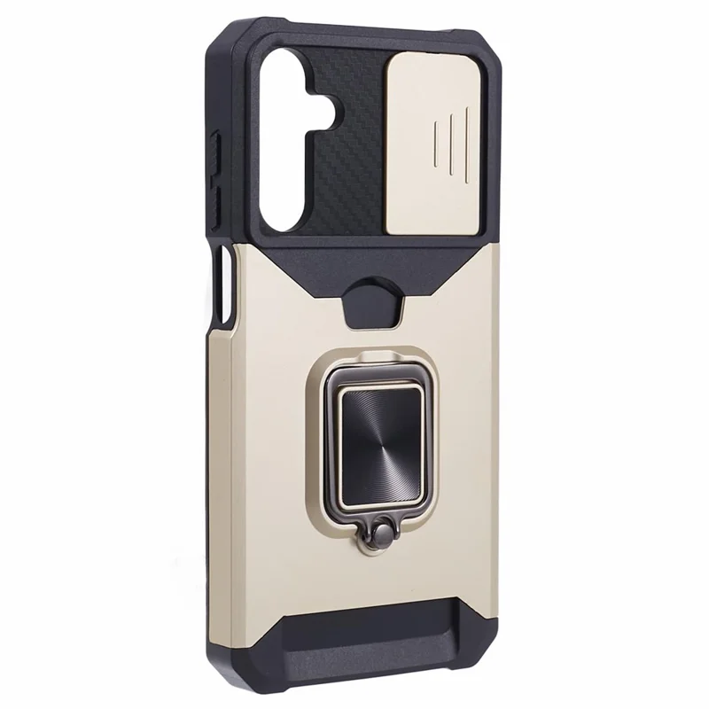 Para Samsung Galaxy A15 5G Funda Soporte de Tarjeta PC+TPU Funda Protectora del Teléfono con Soporte - Oro