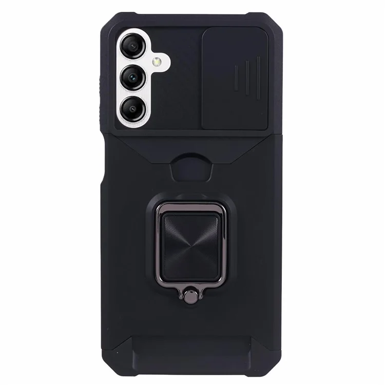 Funda para Samsung Galaxy A15 5G, de PC+TPU con soporte para tarjetas y soporte para teléfono - Negro