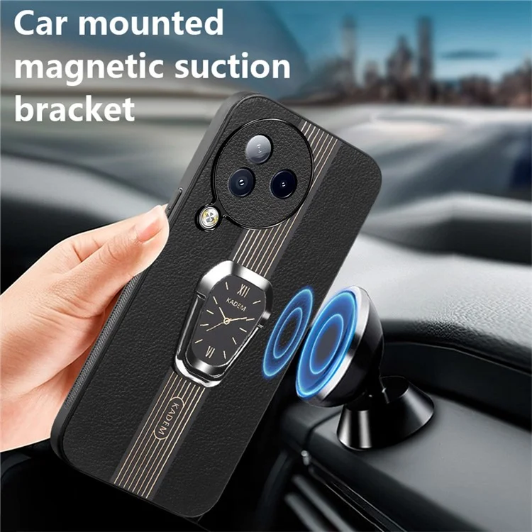 KADEM Para Xiaomi Civi 3 5G Caixa de Suporte de Suporte de Couro PU Shell TPU+Acrílico Capa de Telefone - Preto