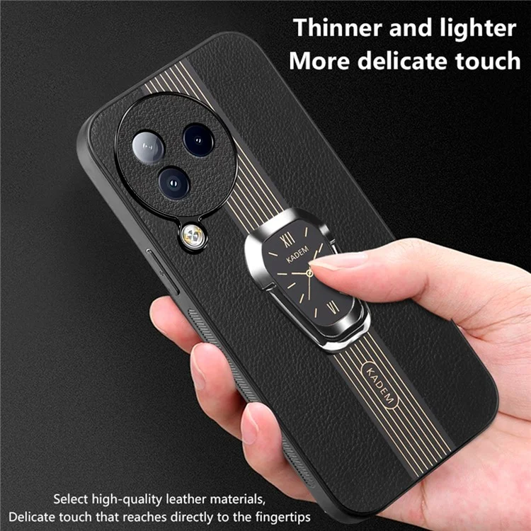 KADEM Para Xiaomi Civi 3 5G Caixa de Suporte de Suporte de Couro PU Shell TPU+Acrílico Capa de Telefone - Preto