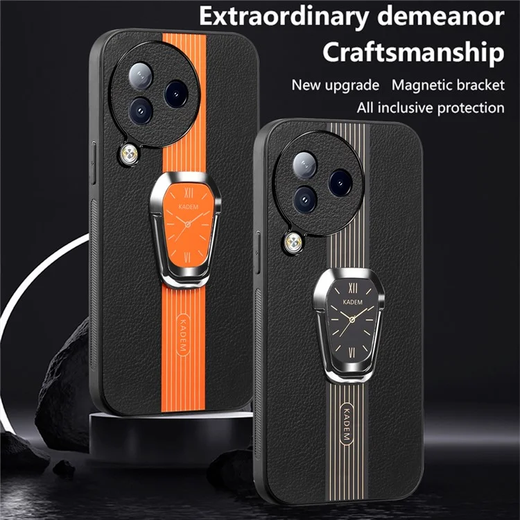 KADEM Para Xiaomi Civi 3 5G Caixa de Suporte de Suporte de Couro PU Shell TPU+Acrílico Capa de Telefone - Preto