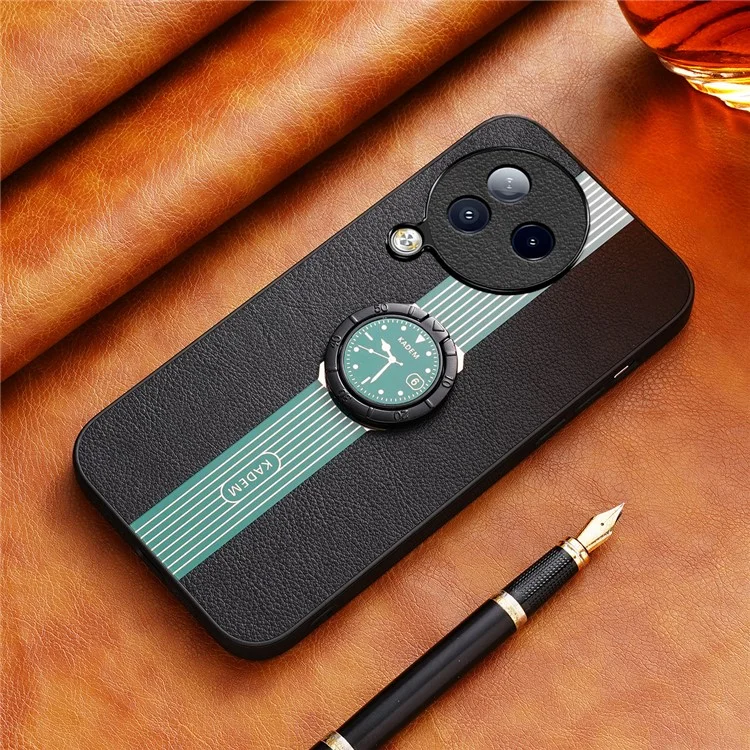 KADEM чехол для Xiaomi Civi 3 5G, кожаный с покрытием из ПУ, чехол из TPU+акрила с кольцом и подставкой - зеленый