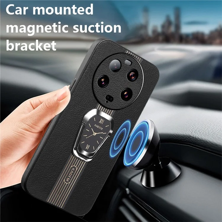 KADEM For Xiaomi 13 Ultra Case Phone Protector PU Leather Coated TPU+Acrylic Cover - Black