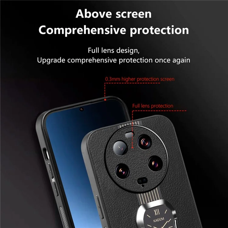 KADEM For Xiaomi 13 Ultra Case Phone Protector PU Leather Coated TPU+Acrylic Cover - Black