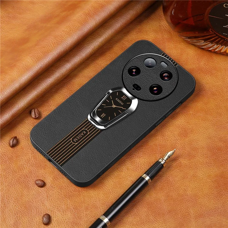 KADEM For Xiaomi 13 Ultra Case Phone Protector PU Leather Coated TPU+Acrylic Cover - Black