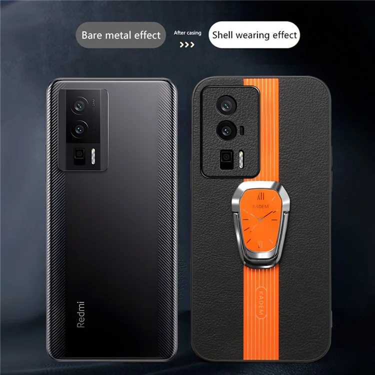 KADEM Für Xiaomi Redmi K60 5G / K60 Pro 5G / K60 Champion Edition / Poco F5 Pro 5G Hülle PU-Leder+TPU+Acryl Handyhülle - Schwarz
