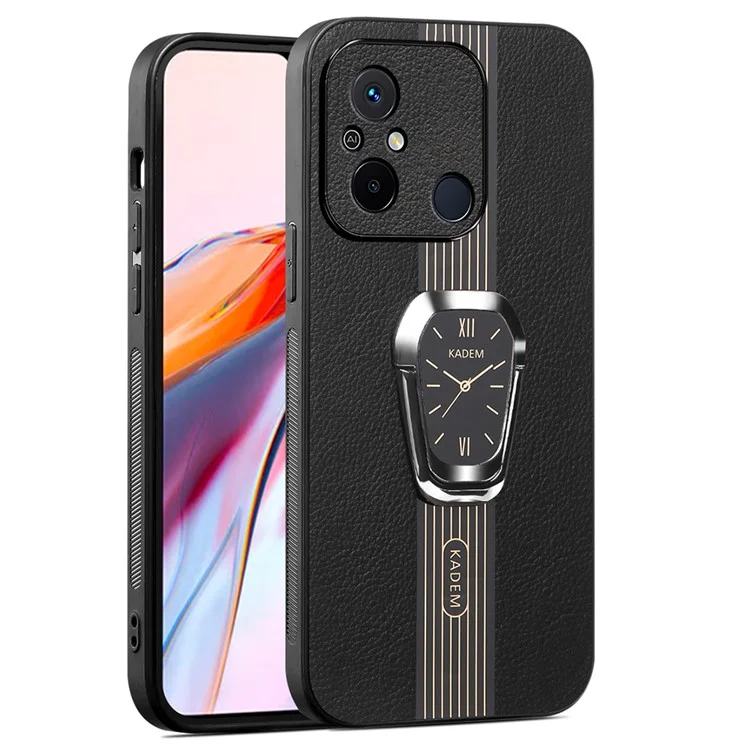 KADEM For Xiaomi Redmi 12C 4G Case Slim-Fit PU Leather+TPU+Acrylic Cell Phone Protector - Black