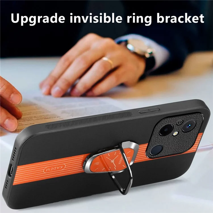 KADEM For Xiaomi Redmi 12C 4G Case Slim-Fit PU Leather+TPU+Acrylic Cell Phone Protector - Black