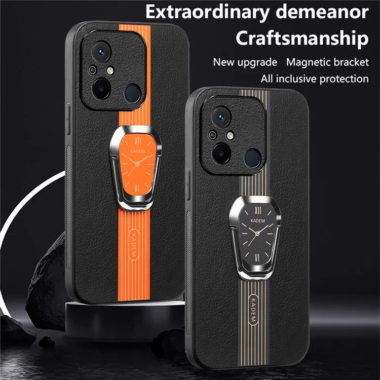 KADEM For Xiaomi Redmi 12C 4G Case Slim-Fit PU Leather+TPU+Acrylic Cell Phone Protector - Black