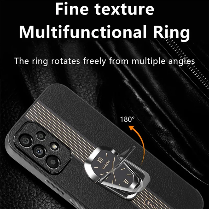 KADEM For Samsung Galaxy A53 5G Case PU+TPU+Acrylic Electroplating Phone Cover with Folding Kickstand - Orange